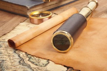 Vintage brass telescope
