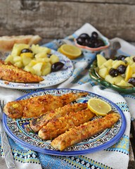 grill mackerel with potatos salad