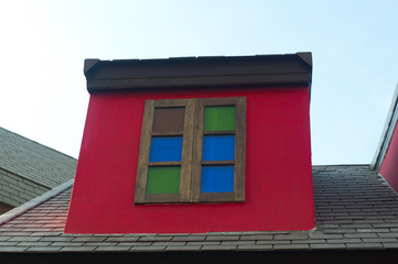 Window and red wall