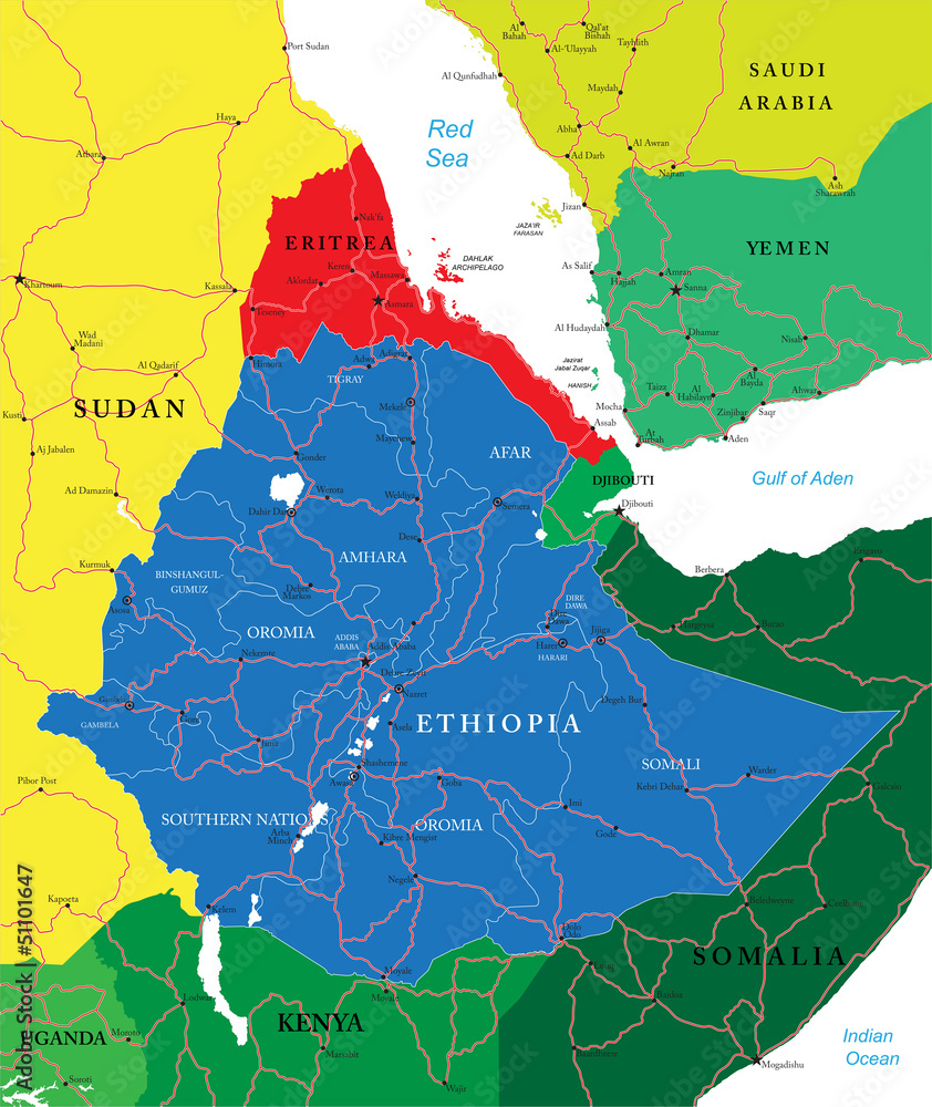 Wall mural Ethiopia map