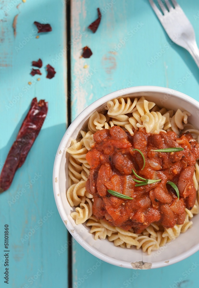 Canvas Prints pasta with tomato sause and beans