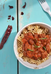 Fotobehang pasta with tomato sause and beans © zoryanchik