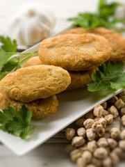 chickpeas croquettes, selective focus