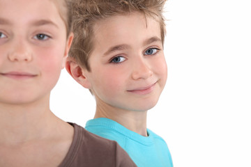 Head and shoulders of two children