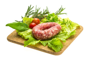 Salami with rosemary, salad and tomatoes