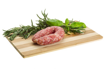 Salami with rosemary, basil
