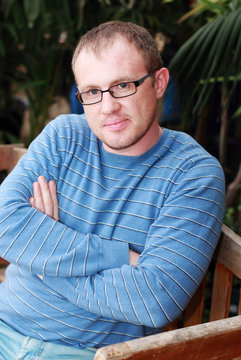 Handsome 35 Years Old Man With Glasses Outdoors