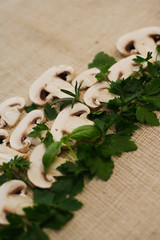 Fresh champignon mushrooms