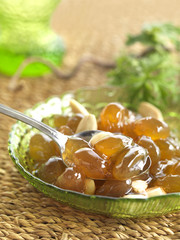 traditional greek dessert(white grape and almonds)