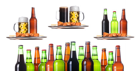 Frosty fresh beer set with foam
