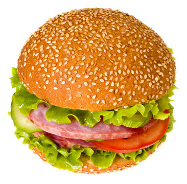 Hamburger isolated on white