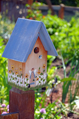 Decorative wooden birdhouse