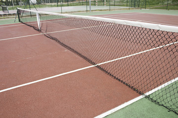 Network and ground tennis court