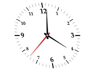 White clock on white background