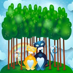 Peel and stick wall murals Forest animals Cats