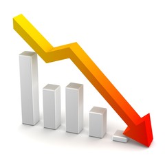 Profit Loss Chart Bars and Downward Arrow