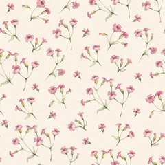 Vintage seamless pattern with watercolor flowers