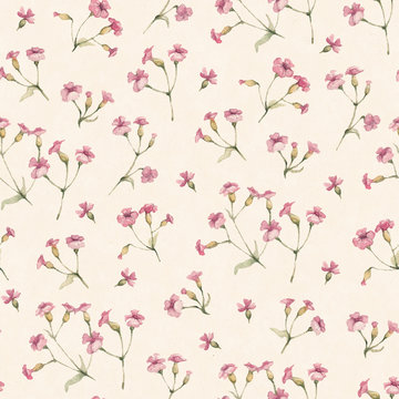 Vintage seamless pattern with watercolor flowers