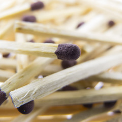 Many matchsticks on white background, A bunch of fiery sticks