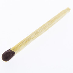 A brown matchstick on white background