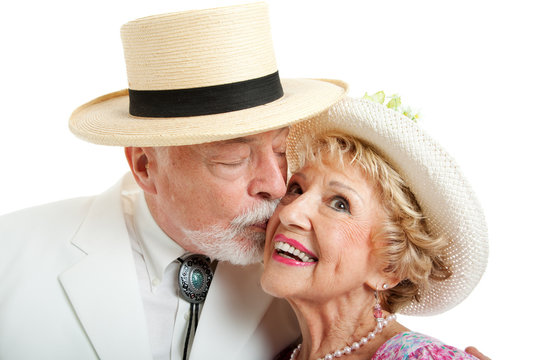 Southern Senior Couple Kissing