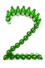 Digits from green beer bottles. Digit  2..