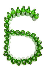 Digits from green beer bottles. Digit  6..