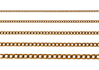 Chains of different sizes on a white background