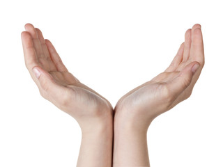 female teen hand showing protection symbol
