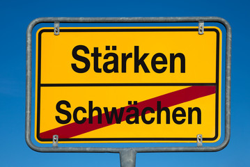 Obraz premium Wechselschild ohne Pfeil SCHWÄCHEN - STÄRKEN
