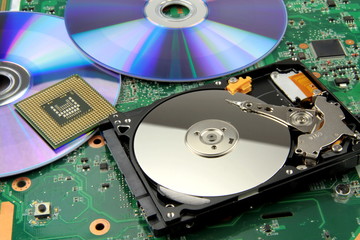 Electronic Circuit .  microprocessor and hard disk.