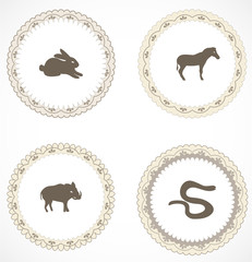 Vintage labels with icons