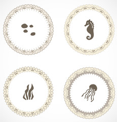 Vintage labels with icons