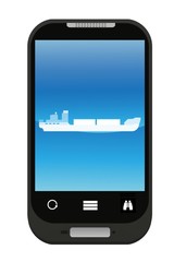 Bateau cargo dans un téléphone mobile