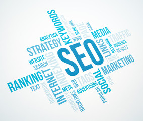 Obraz premium Seo business concept cloud chart print document.