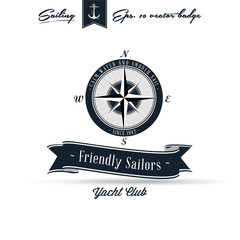 Comapass Vintage Retro Nautical Badge | Editable EPS 10 vector
