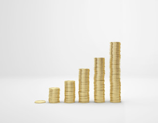 increasing columns of gold coins