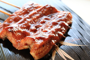 japanese cuisine, grilled eel with skewer for stamina food image