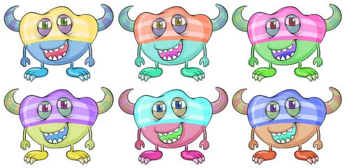 Stickers pour porte Créatures Monstres colorés