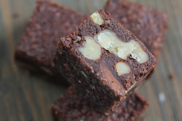 Four pieces of brownies