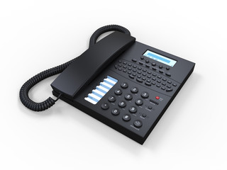 Black Office SMS Phone Isolated on White Background