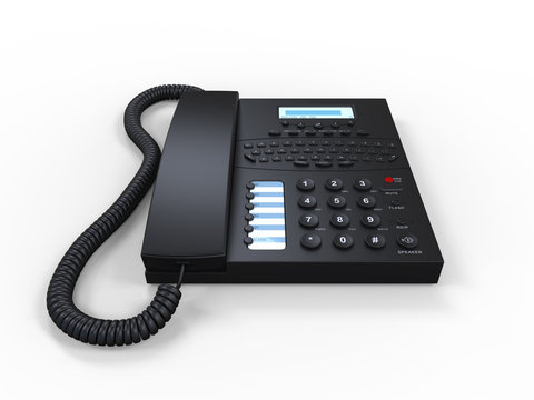 Black Office SMS Phone Isolated on White Background