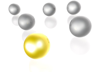 Yellow and grey spheres