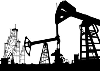Oil derrick in field