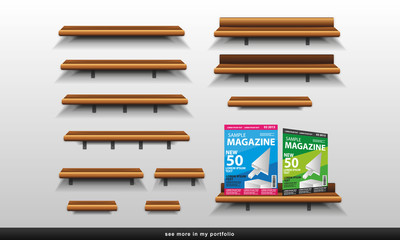 Wooden shelf (rack) for magazines and articles
