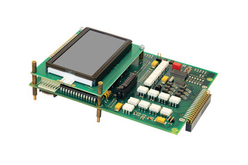 Electronic circuit board with display.