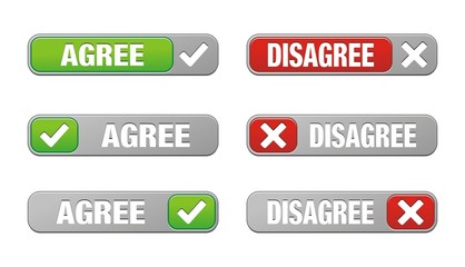 set of agree and disagree buttons - obrazy, fototapety, plakaty