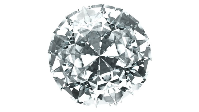 spinning blue 3d diamond from top view