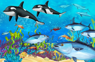 Fototapeta na wymiar The coral reef - illustration for the children