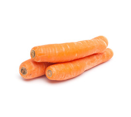 Three Carrots on White Background